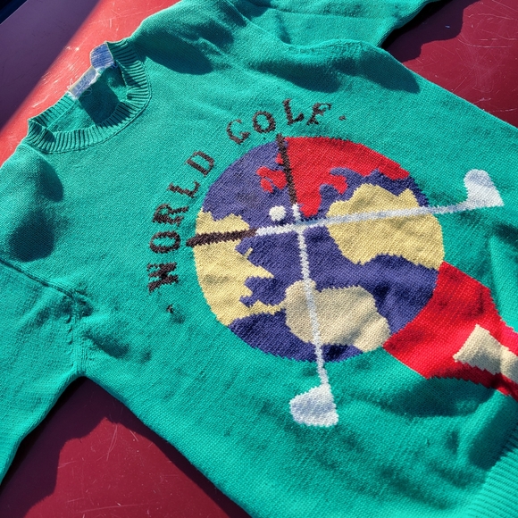 Vintage 90s women's pullover sweater golf leon Levin green sweater size medium - Picture 3 of 12